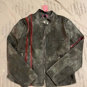 Distressed vegan leather jacket